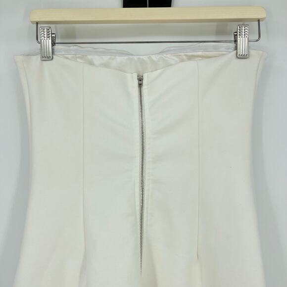 superdown | NWT Cleo Strapless Dress in White Ponte Silver Fringe Tube Mini M - Picture 11 of 15